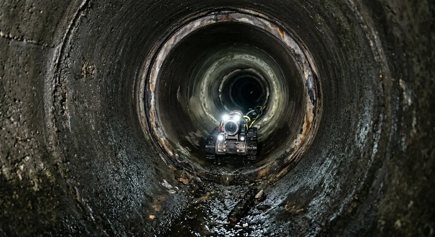Robotic sewer camera inspecting pipe interior for Drain Snake Service in Oildale